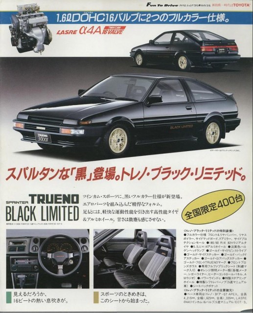 Toyota Sprinter Trueno AE86 Black Limited