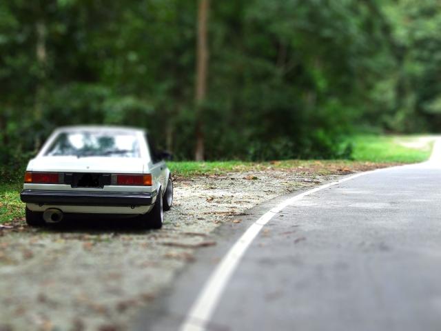 Tilt-shifted photo of Revolver Drift's Carina AA63 Coupe