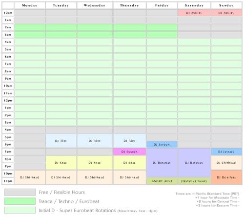 Initial D World DJ Schedule