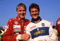 Hakkinen and Schumacher at 1990 Macau GP and still smiling, probably before crash