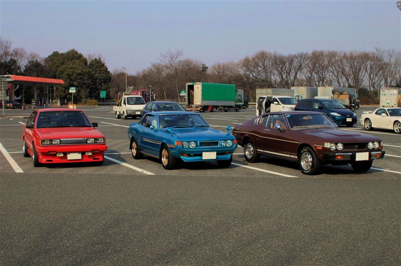 Red Carina GT-T TA63 and two Celicas