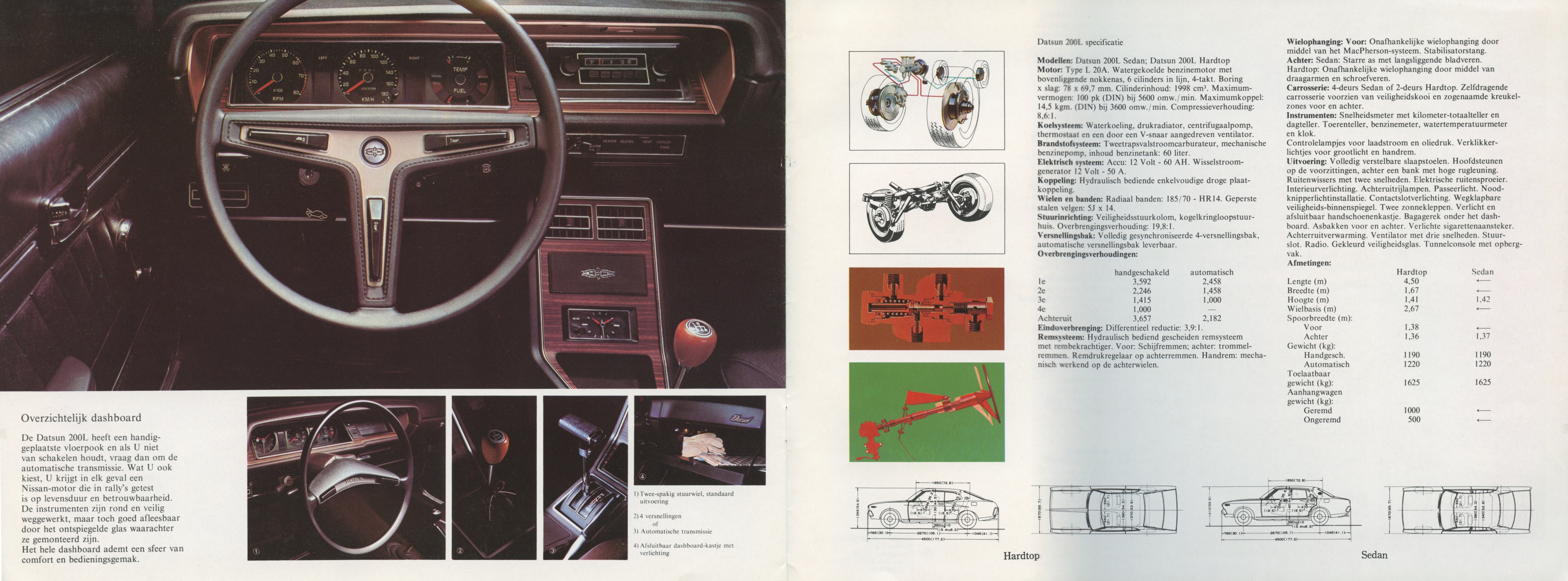 Datsun 200L hardtop en sedan - Dutch brochure - page 6 and 7