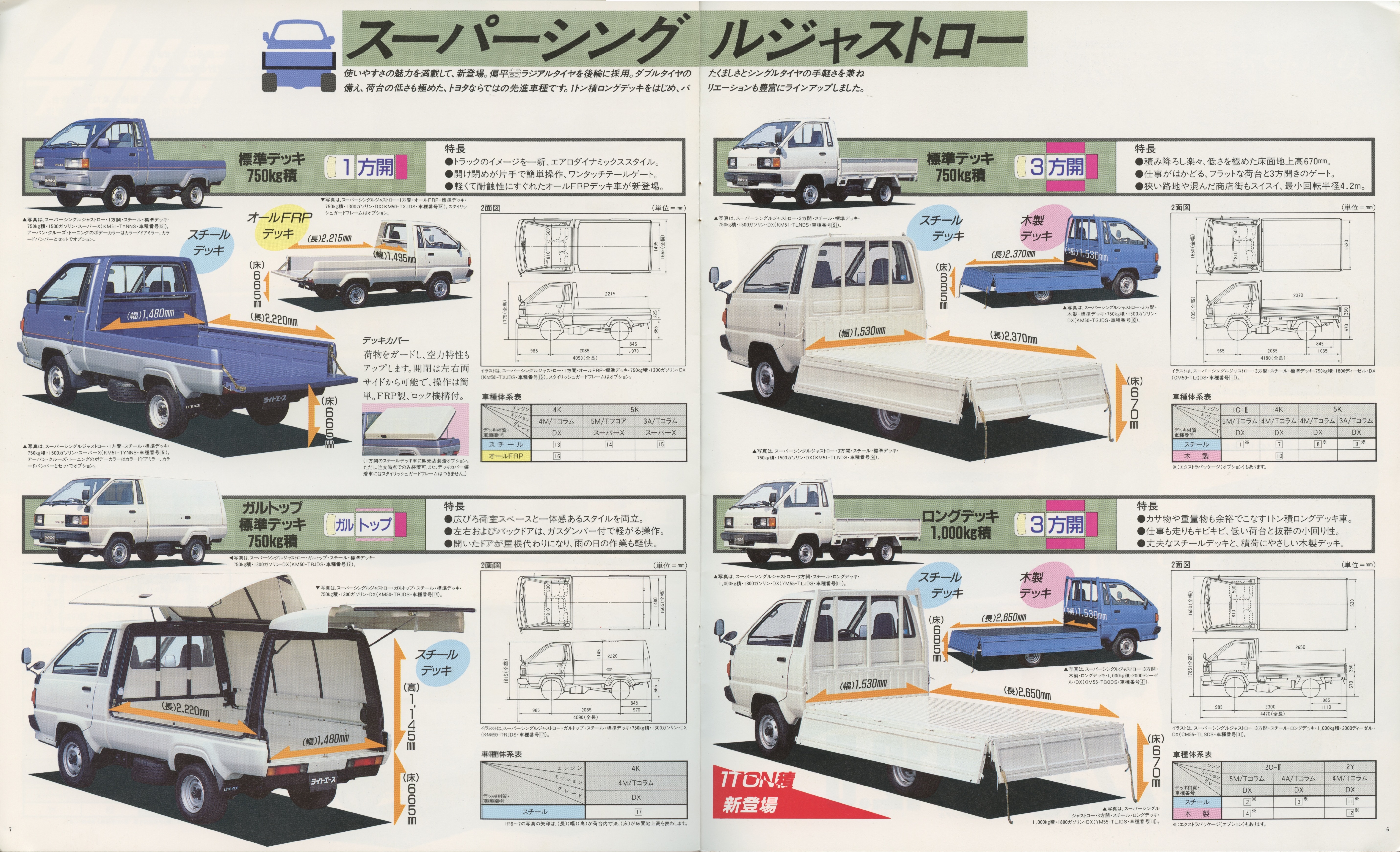 Japanese Toyota Liteace Truck Brochure from 1986