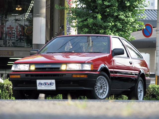 1987 red panda Toyota Corolla Levin AE86