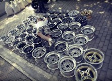 Vintage wheel bed