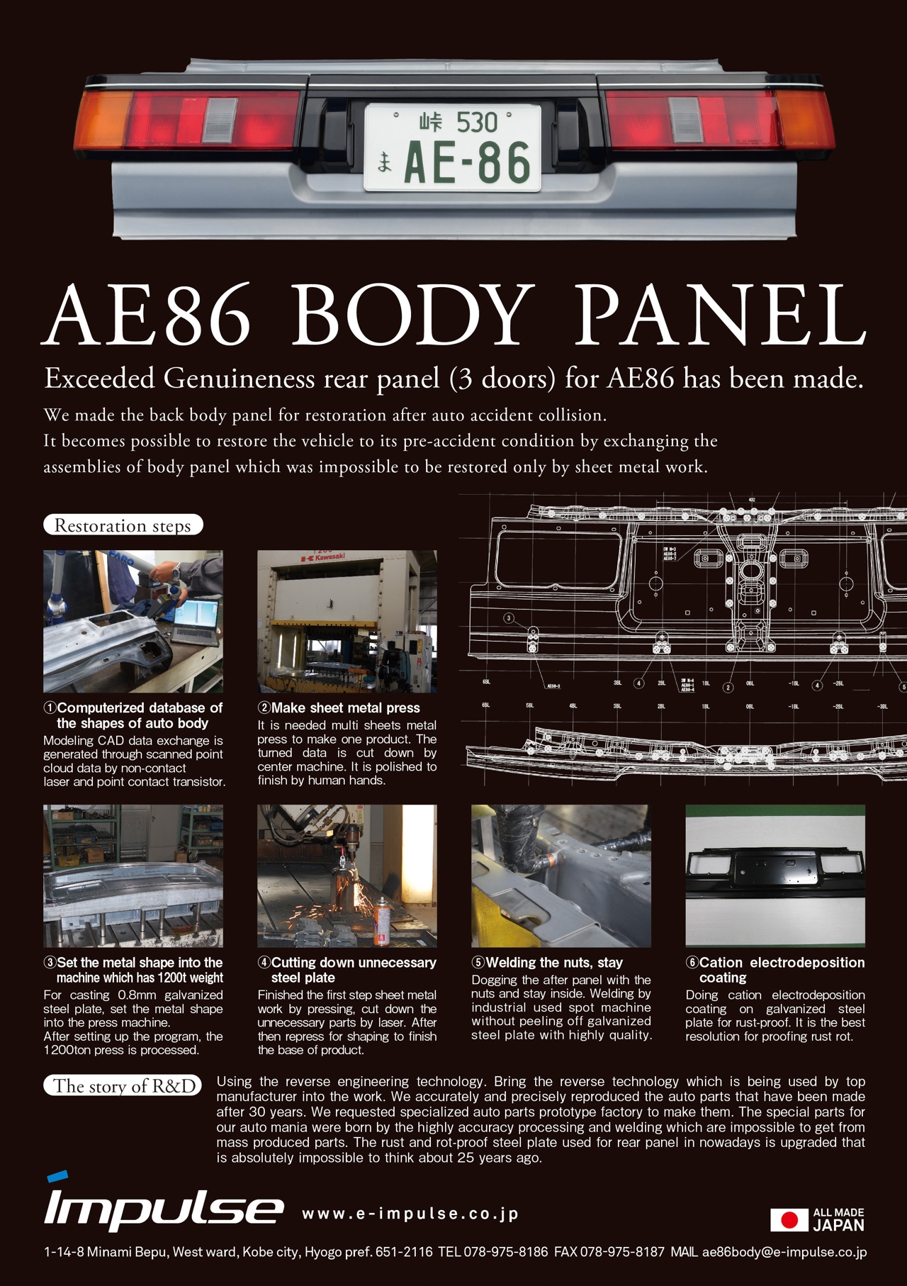 Impulse AE86 new 3 door back panel