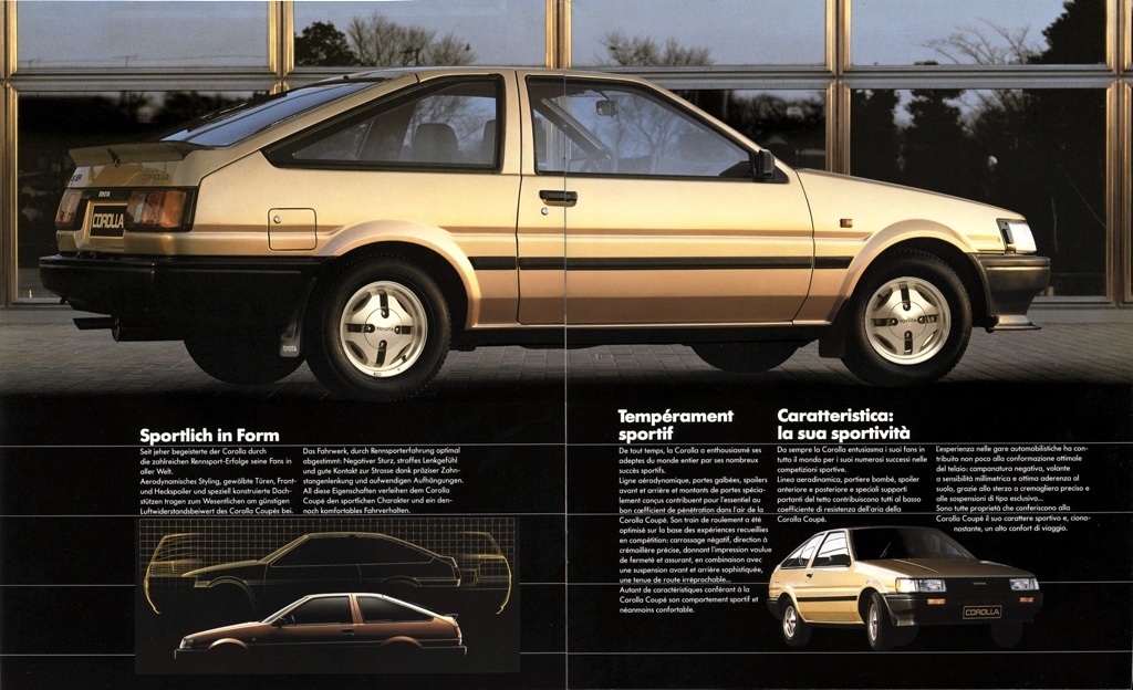 The Swiss pre-facelift Toyota Corolla SR AE86 did get a set of spoilers