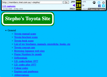 Stepho's Toyota Site mirror at banpei.net