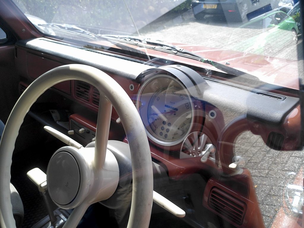 Retro styled interior of the Nissan Pao