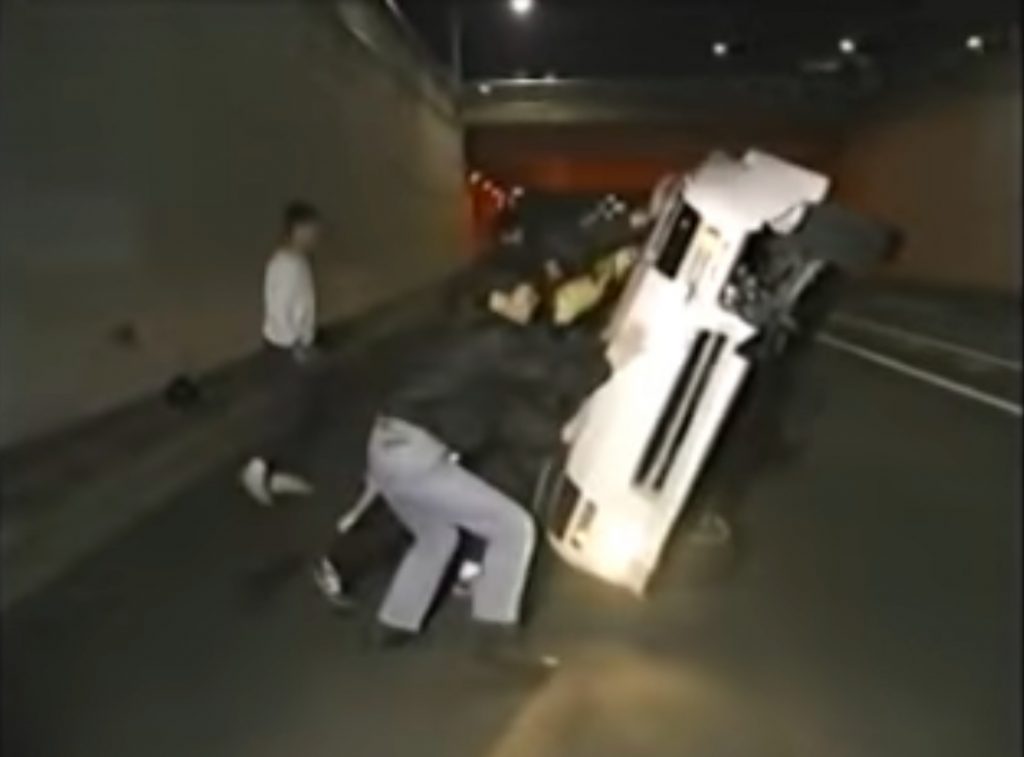 Mazda RX-7 FC flipped over