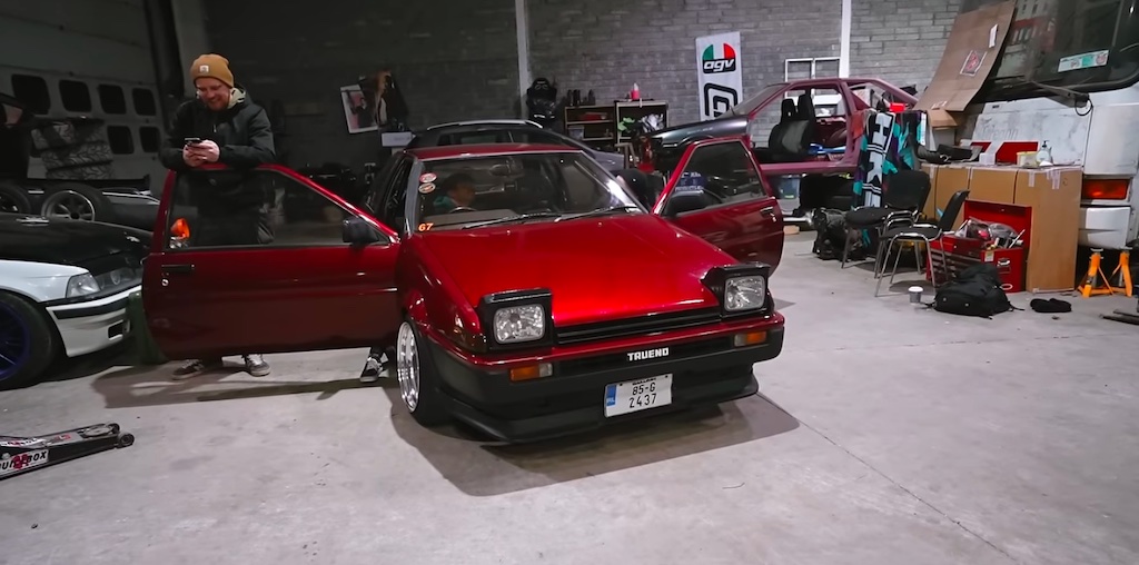 Nightride's Trueno AE86 at the Juicebox shed