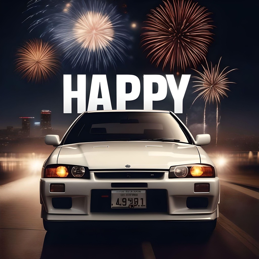 Happy New Year with AI-generated 1992 Skyline GT-R