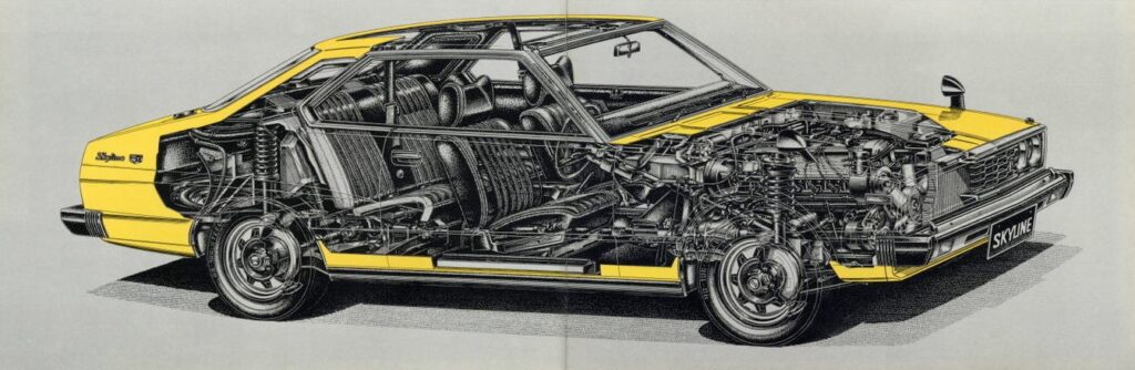 Nissan Skyline GT-ES C210 hardtop cutaway drawing