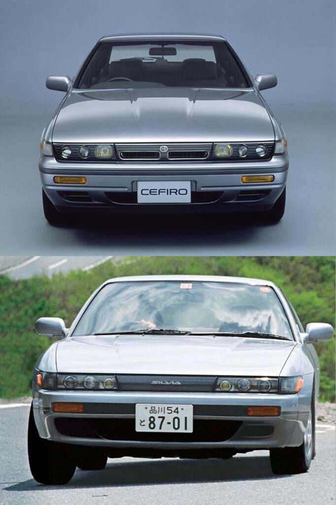 Nissan Cefiro A31 (top) looks like a Laurel C31 with a Silvia S13 (bottom) nosejob