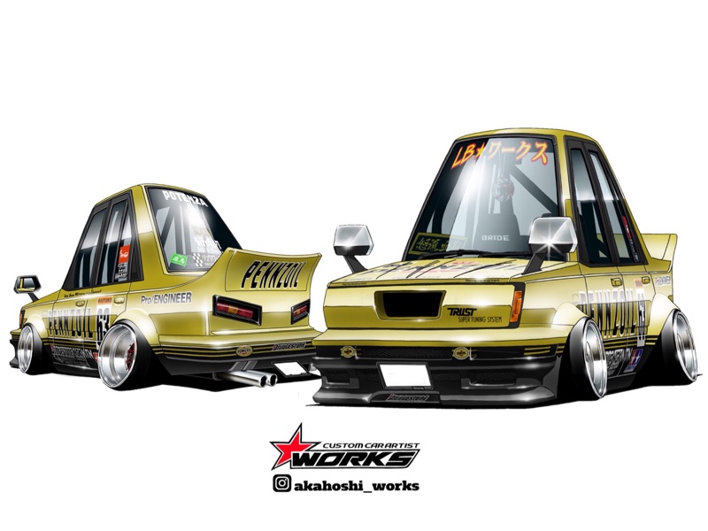 Custom drawing of the Pennzoil Carina by akahoshi_works