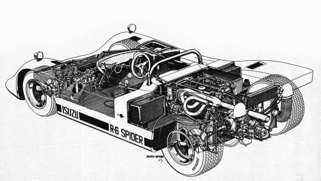 Isuzu R6 Spider cutaway drawing by Takashi Jufuku