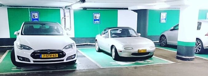 Mazda Miata NA hogging the EV charging spots!