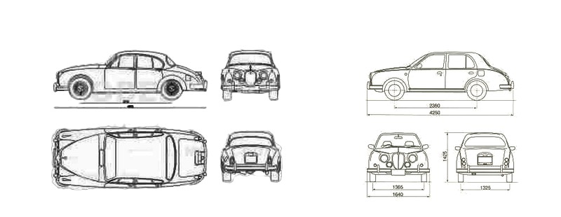 Jaguar Mark II versus Mitsuoka Viewt blueprint